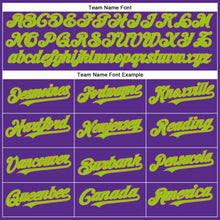 Load image into Gallery viewer, Custom Purple Neon Green-Old Gold Authentic Baseball Jersey
