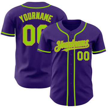 Custom Purple Neon Green-Old Gold Authentic Baseball Jersey