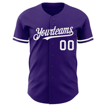 Load image into Gallery viewer, Custom Purple White Authentic Baseball Jersey
