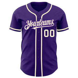 Custom Purple Cream Authentic Baseball Jersey