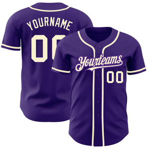 Custom Purple Cream Authentic Baseball Jersey