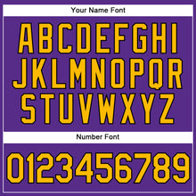 Load image into Gallery viewer, Custom Purple Black Pinstripe Gold Authentic Baseball Jersey
