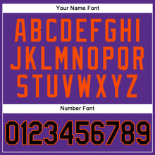 Load image into Gallery viewer, Custom Purple Black Pinstripe Orange Authentic Baseball Jersey
