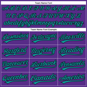 Custom Purple Black Pinstripe Teal Authentic Baseball Jersey