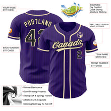 Laden Sie das Bild in den Galerie-Viewer, Custom Purple Black Pinstripe City Cream Authentic Baseball Jersey
