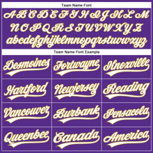 Load image into Gallery viewer, Custom Purple White Pinstripe Old Gold Authentic Baseball Jersey
