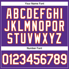 Load image into Gallery viewer, Custom Purple White Pinstripe Orange Authentic Baseball Jersey
