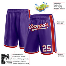 Laden Sie das Bild in den Galerie-Viewer, Custom Purple White-Red Authentic Basketball Shorts
