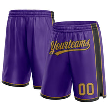 Load image into Gallery viewer, Custom Purple Old Gold-Black Authentic Basketball Shorts
