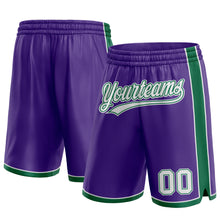 Load image into Gallery viewer, Custom Purple White-Kelly Green Authentic Basketball Shorts
