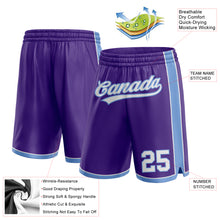 Laden Sie das Bild in den Galerie-Viewer, Custom Purple White-Light Blue Authentic Basketball Shorts
