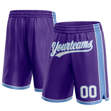 Laden Sie das Bild in den Galerie-Viewer, Custom Purple White-Light Blue Authentic Basketball Shorts
