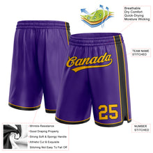 Laden Sie das Bild in den Galerie-Viewer, Custom Purple Gold-Black Authentic Basketball Shorts
