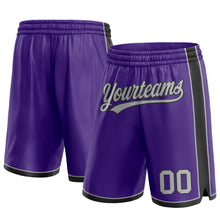 Laden Sie das Bild in den Galerie-Viewer, Custom Purple Gray-White Authentic Basketball Shorts
