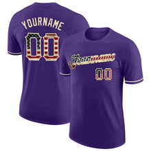 Charger l&#39;image dans la galerie, Custom Purple Vintage USA Flag-City Cream Performance T-Shirt
