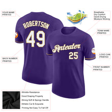 Laden Sie das Bild in den Galerie-Viewer, Custom Purple White-Old Gold Performance T-Shirt
