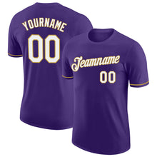 Laden Sie das Bild in den Galerie-Viewer, Custom Purple White-Old Gold Performance T-Shirt
