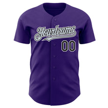 Load image into Gallery viewer, Custom Purple Black Silver-White Authentic Baseball Jersey
