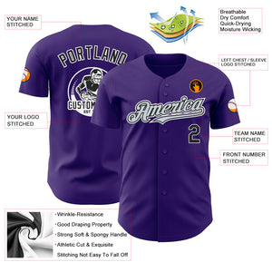 Custom Purple Black Silver-White Authentic Baseball Jersey