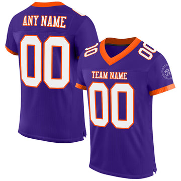 Custom Purple White-Orange Mesh Authentic Football Jersey