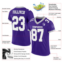 Laden Sie das Bild in den Galerie-Viewer, Custom Purple White-Gray Mesh Authentic Football Jersey
