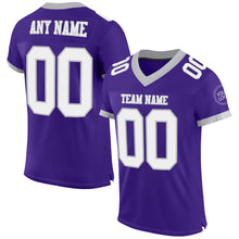 Laden Sie das Bild in den Galerie-Viewer, Custom Purple White-Gray Mesh Authentic Football Jersey
