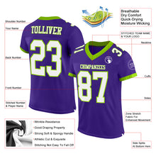 Laden Sie das Bild in den Galerie-Viewer, Custom Purple White-Neon Green Mesh Authentic Football Jersey
