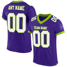 Laden Sie das Bild in den Galerie-Viewer, Custom Purple White-Neon Green Mesh Authentic Football Jersey
