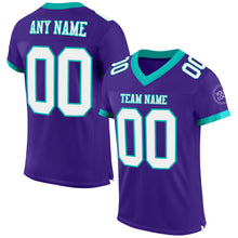 Laden Sie das Bild in den Galerie-Viewer, Custom Purple White-Aqua Mesh Authentic Football Jersey
