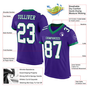 Custom Purple White-Kelly Green Mesh Authentic Football Jersey