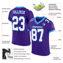 Laden Sie das Bild in den Galerie-Viewer, Custom Purple White-Electric Blue Mesh Authentic Football Jersey
