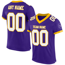 Laden Sie das Bild in den Galerie-Viewer, Custom Purple White-Gold Mesh Authentic Football Jersey
