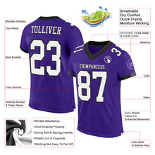 Laden Sie das Bild in den Galerie-Viewer, Custom Purple White-Black Mesh Authentic Football Jersey
