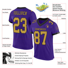 Laden Sie das Bild in den Galerie-Viewer, Custom Purple Old Gold-Black Mesh Authentic Football Jersey
