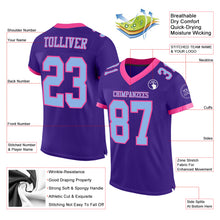 Laden Sie das Bild in den Galerie-Viewer, Custom Purple Light Blue-Pink Mesh Authentic Football Jersey

