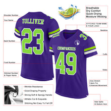 Load image into Gallery viewer, Custom Purple Neon Green-White Mesh Authentic Football Jersey
