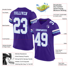 Laden Sie das Bild in den Galerie-Viewer, Custom Purple White-Light Blue Mesh Authentic Football Jersey
