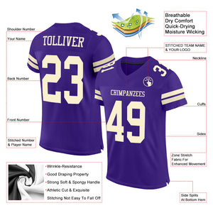 Custom Purple Cream Mesh Authentic Football Jersey