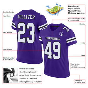 Custom Purple White-Black Mesh Authentic Football Jersey