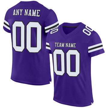 Custom Purple White-Black Mesh Authentic Football Jersey