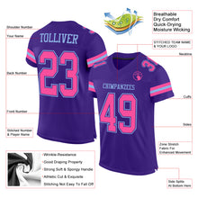 Load image into Gallery viewer, Custom Purple Pink-Light Blue Mesh Authentic Football Jersey
