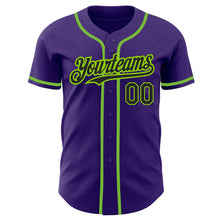 Laden Sie das Bild in den Galerie-Viewer, Custom Purple Black-Neon Green Authentic Baseball Jersey
