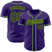 Laden Sie das Bild in den Galerie-Viewer, Custom Purple Black-Neon Green Authentic Baseball Jersey
