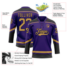 Load image into Gallery viewer, Custom Purple Old Gold-Black Hockey Lace Neck Jersey
