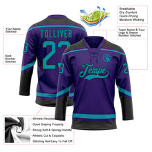 Laden Sie das Bild in den Galerie-Viewer, Custom Purple Teal-Black Hockey Lace Neck Jersey
