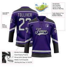 Laden Sie das Bild in den Galerie-Viewer, Custom Purple Gray-Black Hockey Lace Neck Jersey
