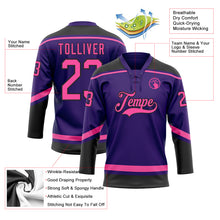 Laden Sie das Bild in den Galerie-Viewer, Custom Purple Pink-Black Hockey Lace Neck Jersey
