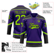 Laden Sie das Bild in den Galerie-Viewer, Custom Purple Neon Green-Black Hockey Lace Neck Jersey
