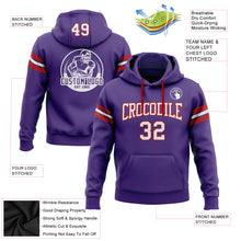 Load image into Gallery viewer, Custom Stitched Purple White-Red Football Pullover Sweatshirt Hoodie
