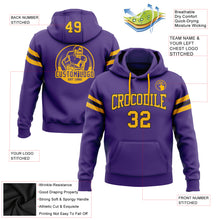 Load image into Gallery viewer, Custom Stitched Purple Gold-Black Football Pullover Sweatshirt Hoodie
